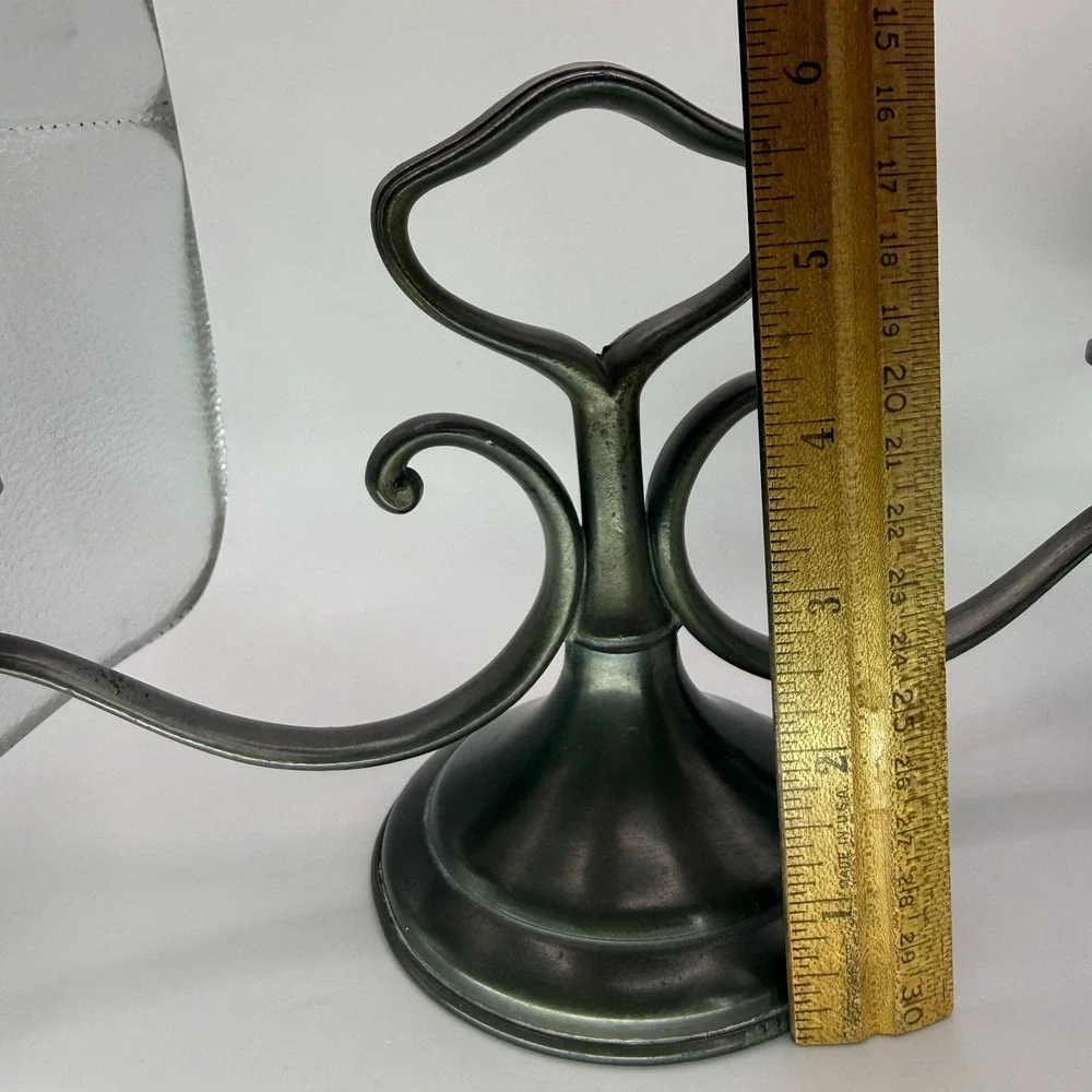 Vtg Trade Pewter S52 Ornate 2 Arm Candelabras Gothic 12